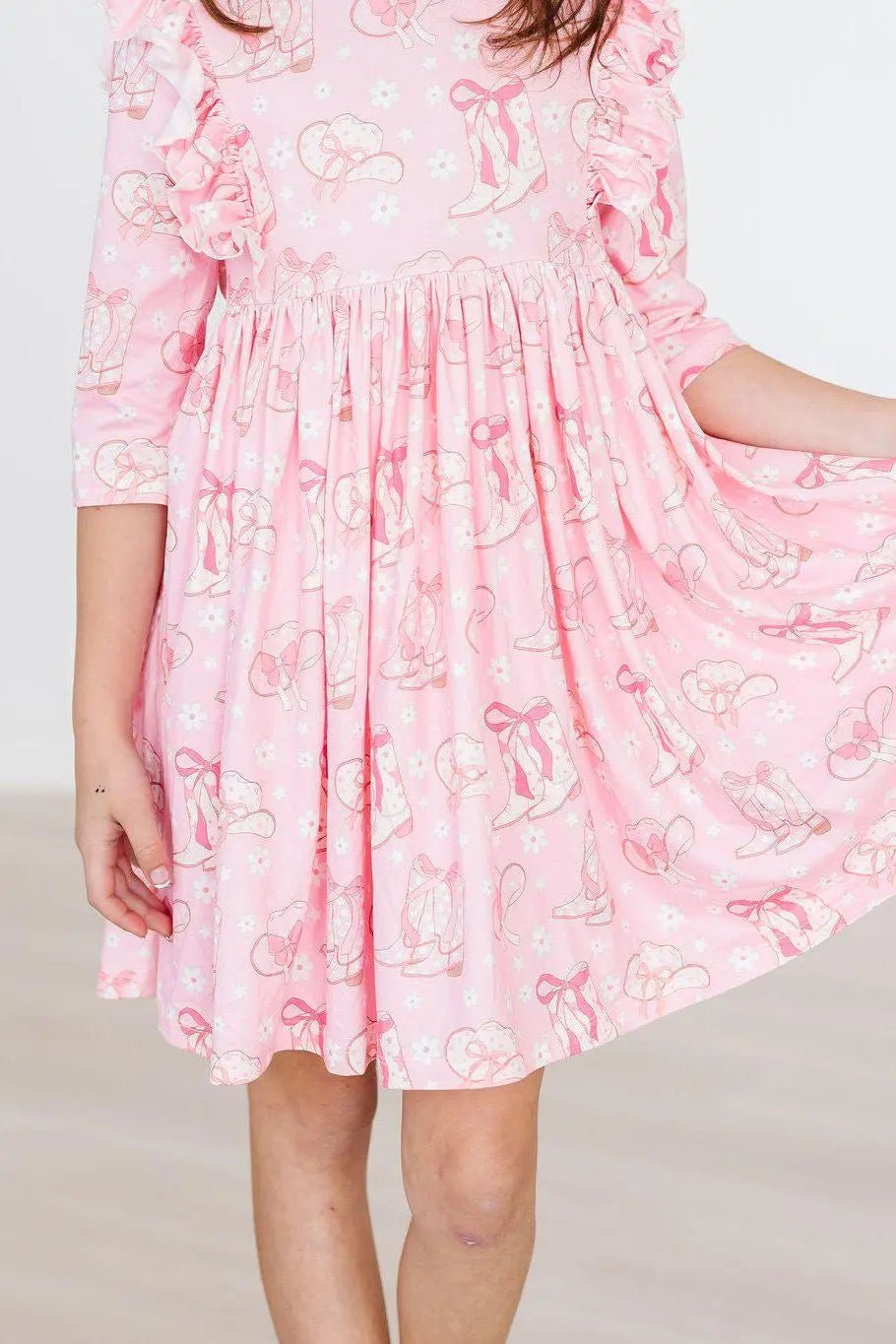Mila & Rose ® Howdy 3/4 Sleeve Ruffle Twirl Dress - 
