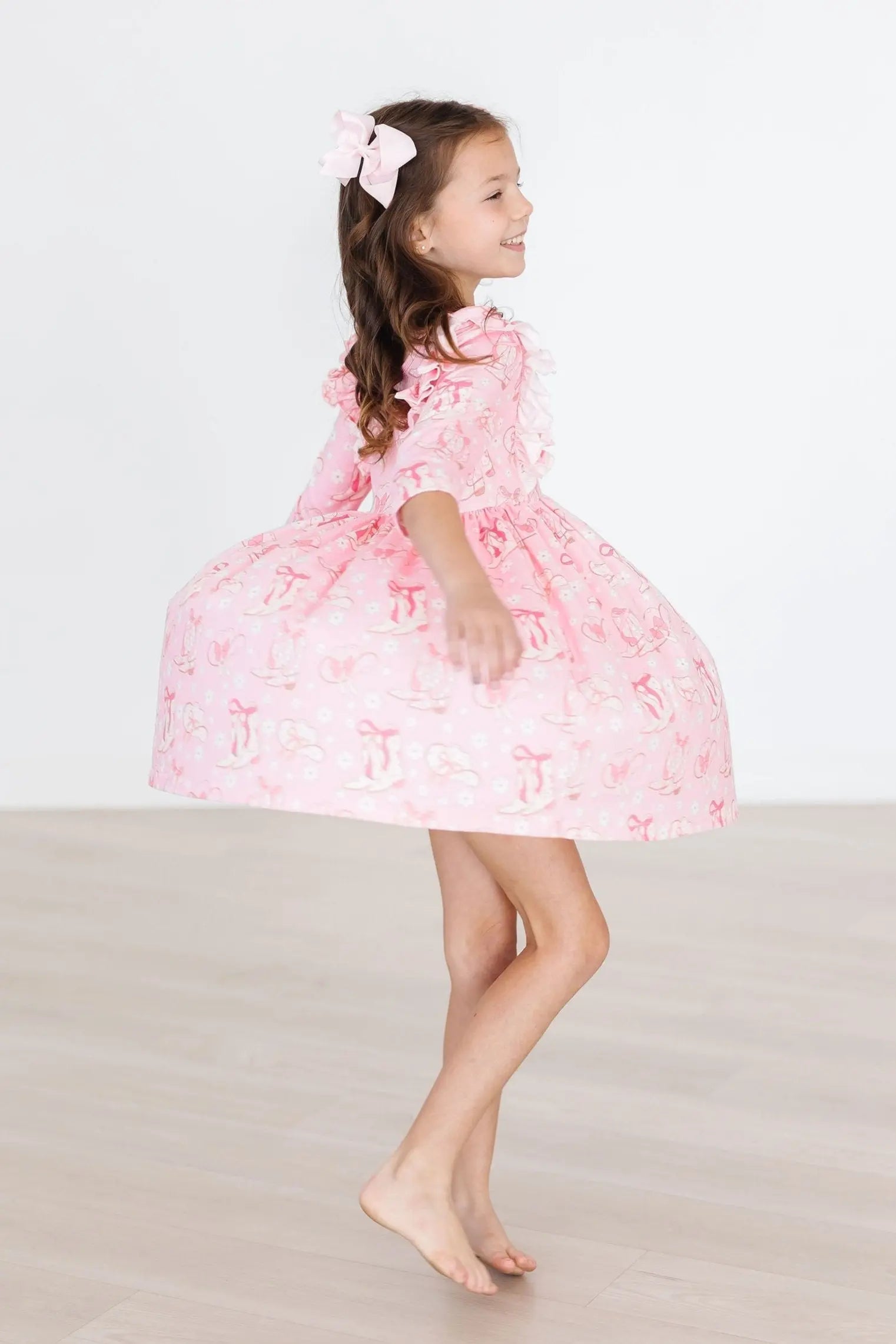Mila & Rose ® Howdy 3/4 Sleeve Ruffle Twirl Dress - 