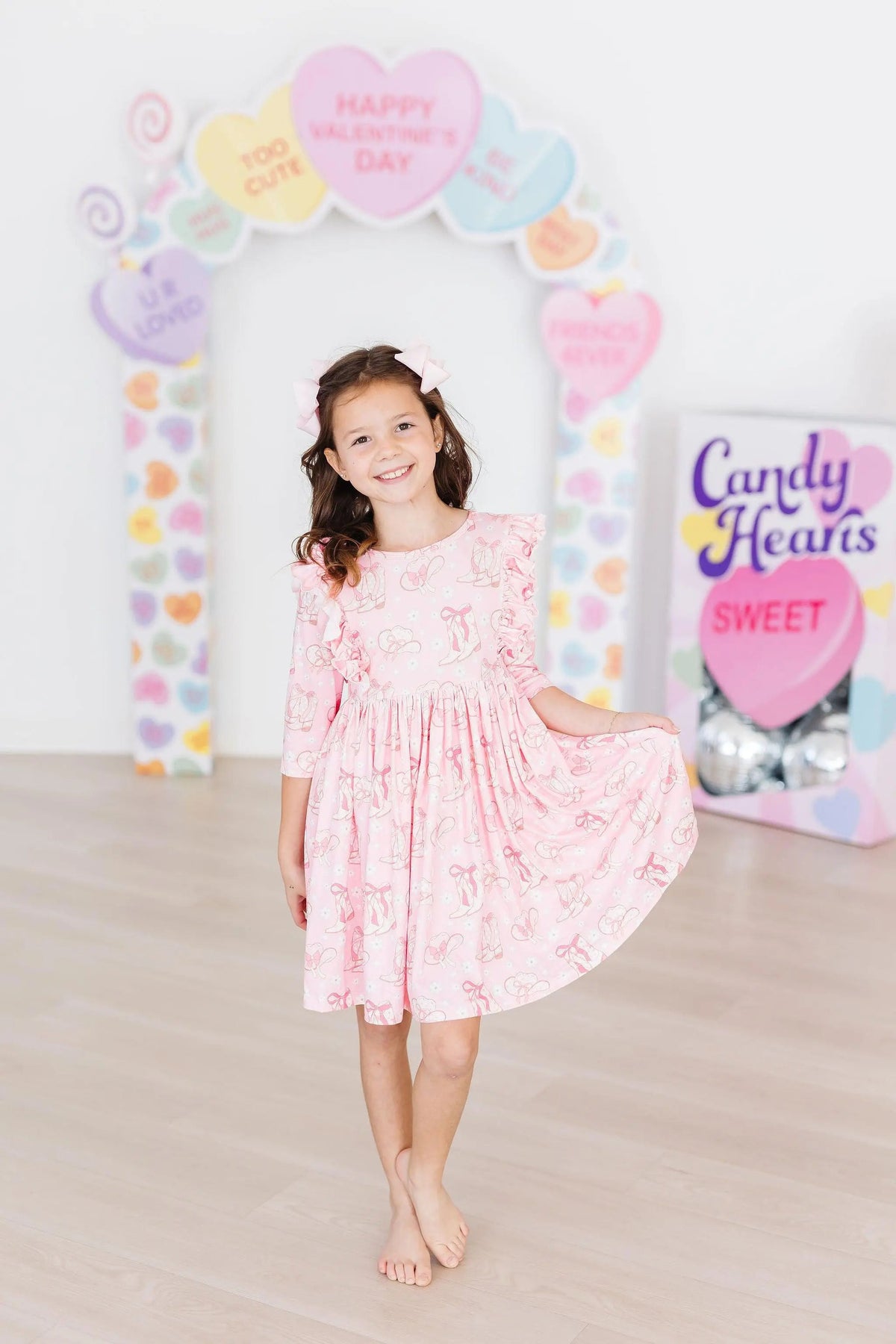 Mila & Rose ® Howdy 3/4 Sleeve Ruffle Twirl Dress - 