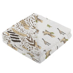 Newcastle Classics Hungry Giraffe and Animal Print Bamboo Muslin Newcastle Blanket - 