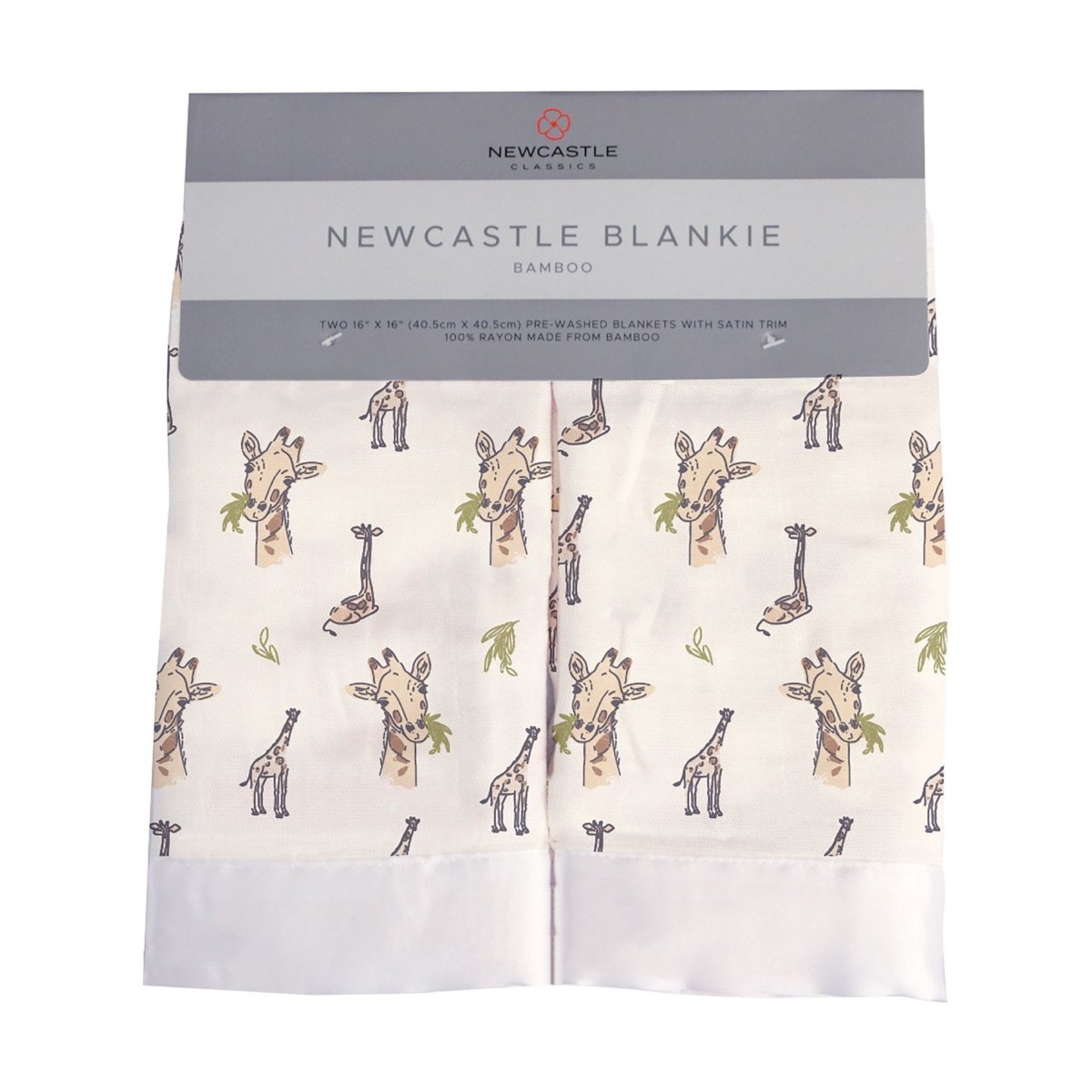 Newcastle Classics Hungry Giraffe Bamboo Muslin Baby Blankie Twin Pack for Infants - 