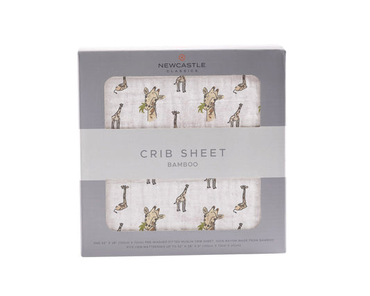 Hungry Giraffe Bamboo Muslin Crib Sheet Soft Breathable Comfortable 28 x 52 Inches Newcastle Classics