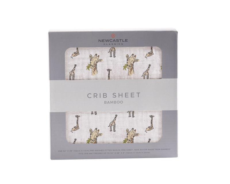 Hungry Giraffe Bamboo Muslin Crib Sheet Soft Breathable Comfortable 28 x 52 Inches Newcastle Classics