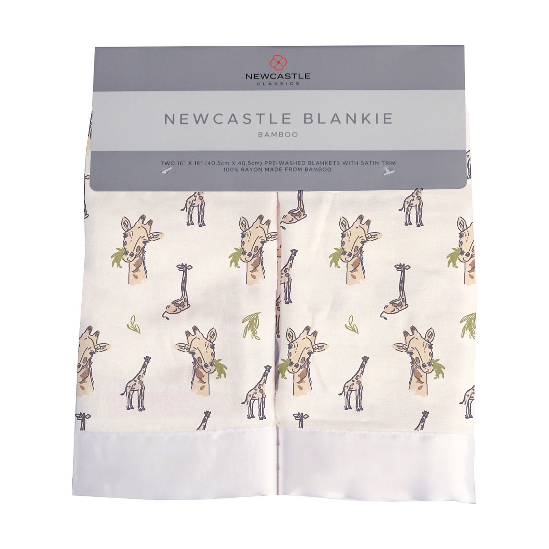 Newcastle Classics Hungry Giraffe Bamboo Muslin Baby Blankie Twin Pack for Infants - Baby & Toddler > Swaddling & Receiving Blankets > Receiving Blankets Cotton Security Blanket