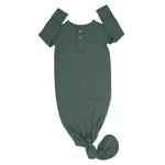 Sweet Bamboo Hunter Green Knotted Gown - 
