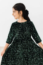 Mila & Rose ® Hunter Green Velvet Sequin Dress - 
