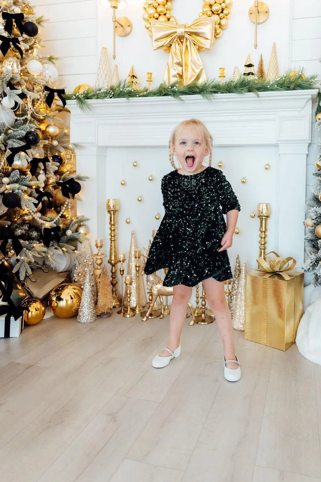 Mila & Rose ® Hunter Green Velvet Sequin Dress - 