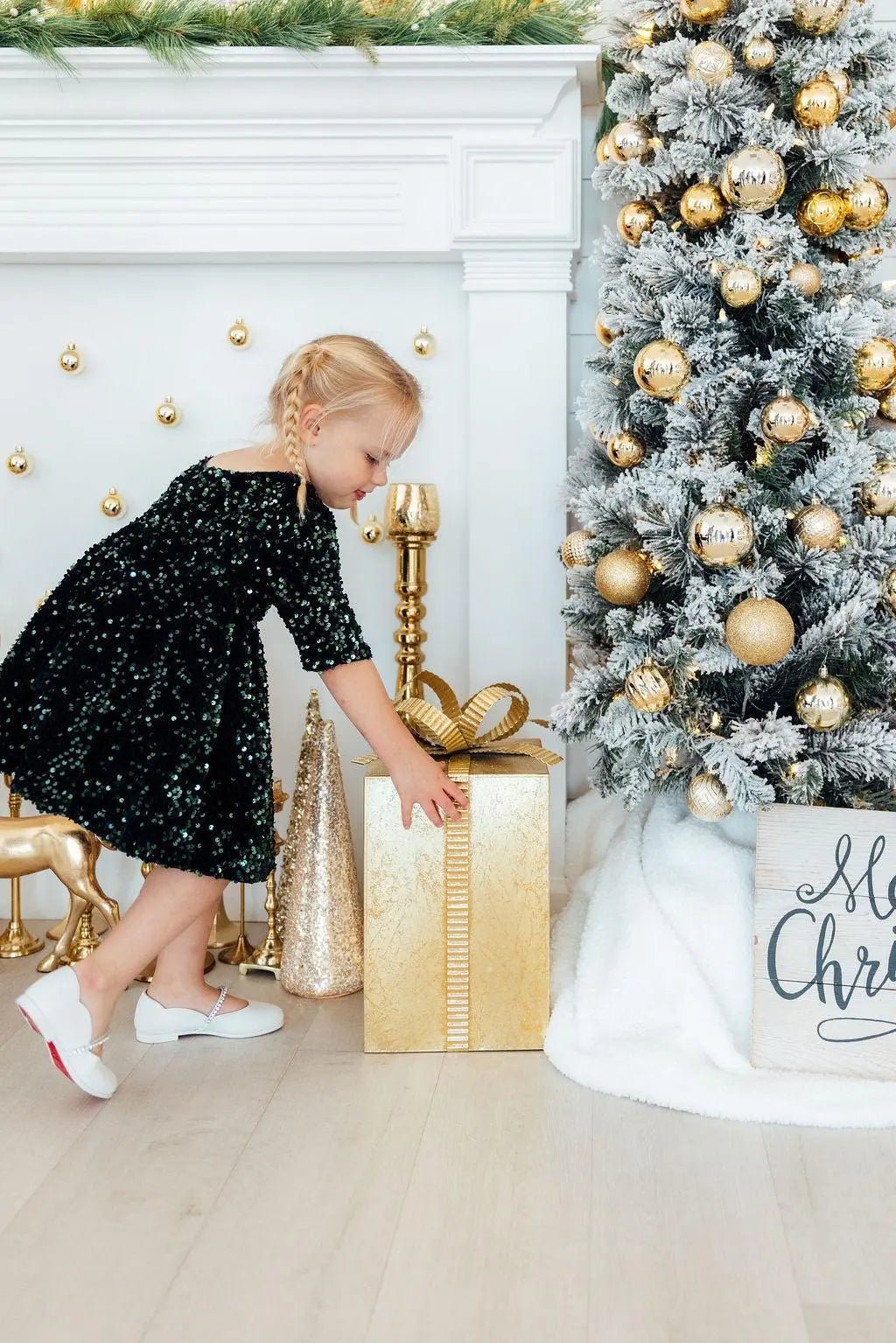 Mila & Rose ® Hunter Green Velvet Sequin Dress - 