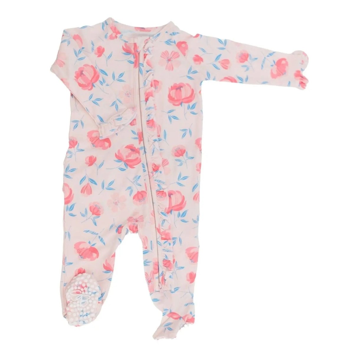 Sweet Bamboo Hypoallergenic Ruffle Footie with Two Way Zipper for Comfortable Babies - 