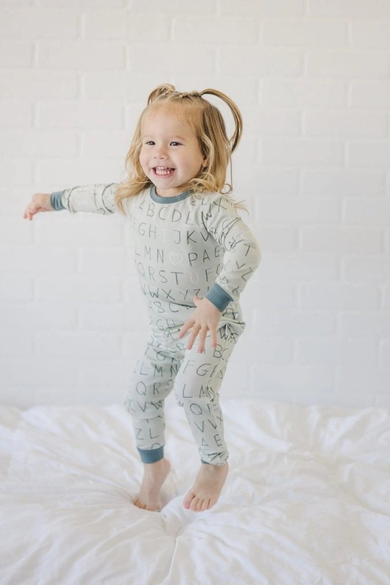 I Love You ABC Two Piece Bamboo Pajamas Soft Sleepwear - Everetts Place Boutique - 