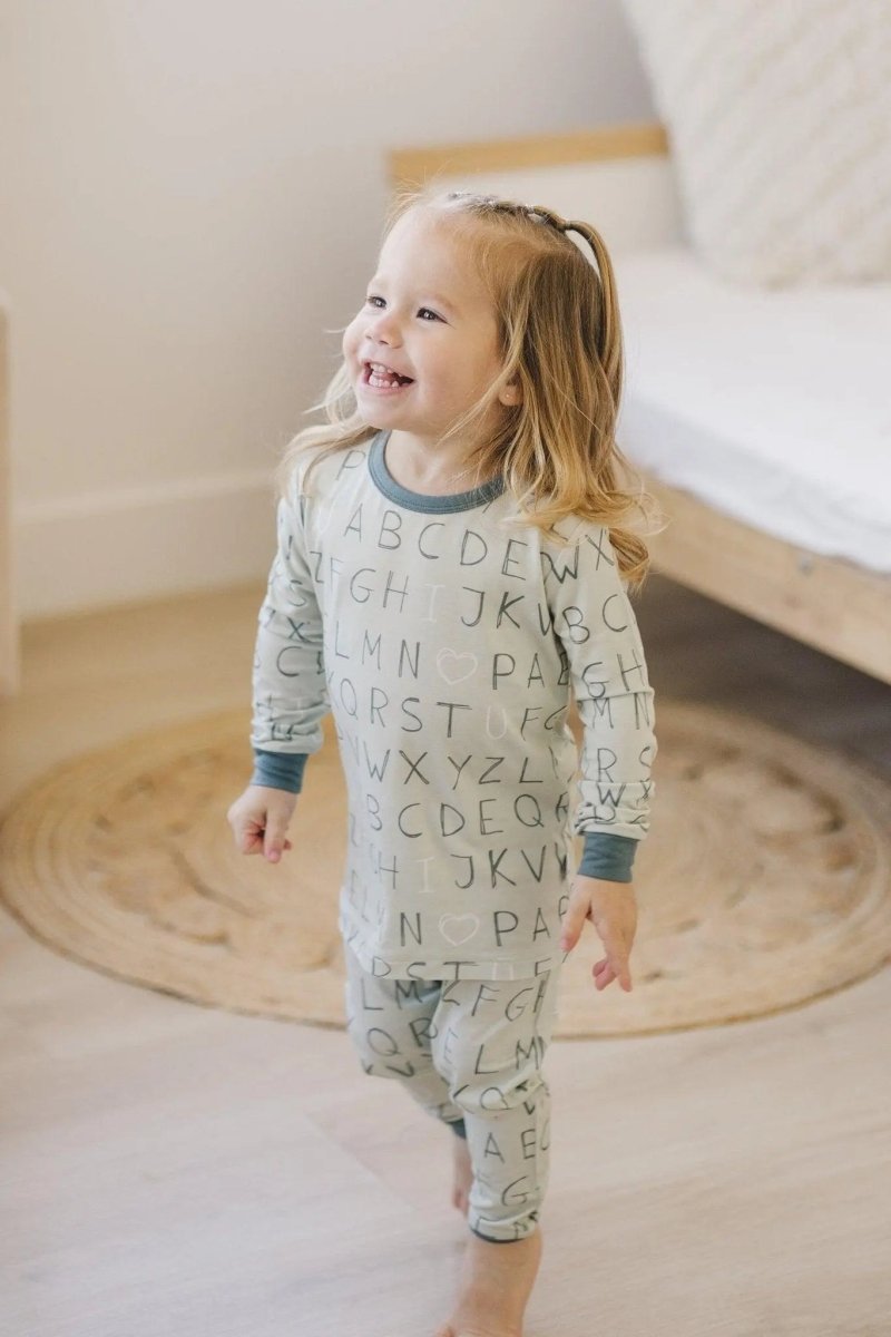 Little Joy Co. I Love You ABC Two Piece Bamboo Pajamas Soft Sleepwear - Everetts Place Boutique - 