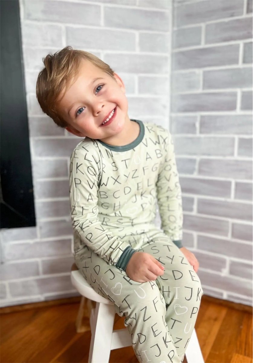 Little Joy Co. I Love You ABC Two Piece Bamboo Pajamas Soft Sleepwear - Everetts Place Boutique - 
