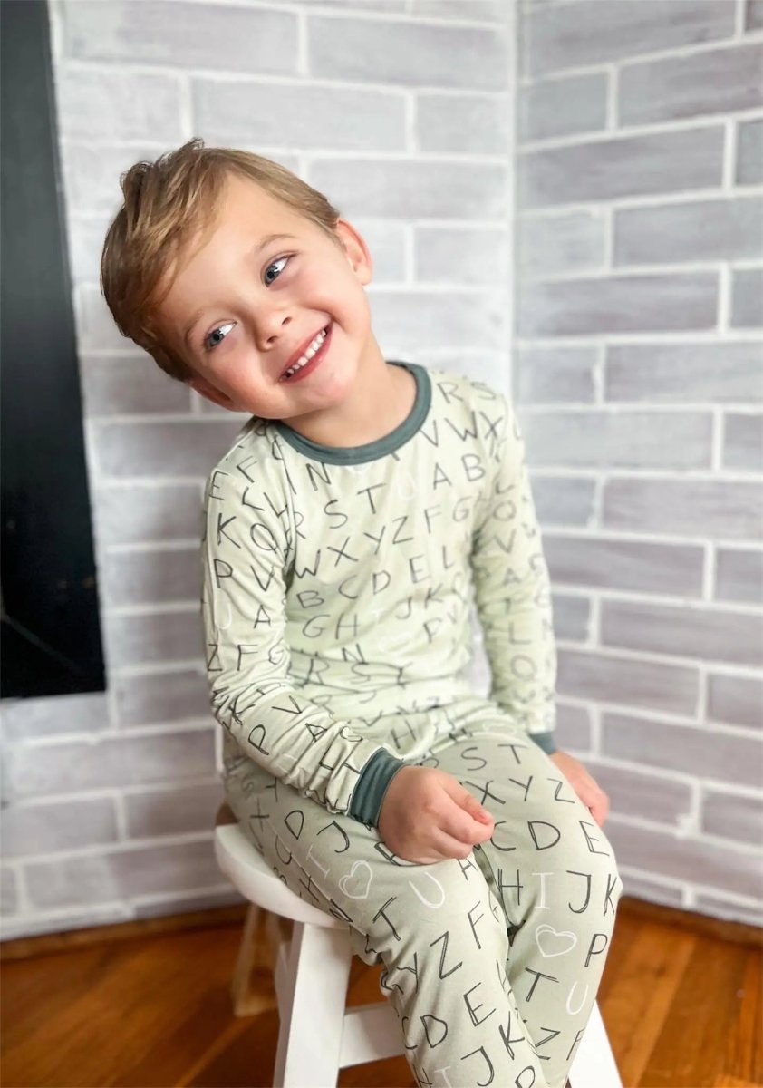 Little Joy Co. I Love You ABC Two Piece Bamboo Pajamas Soft Sleepwear - Everetts Place Boutique - 