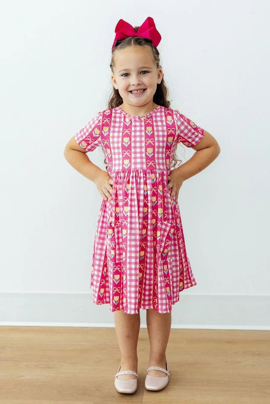 Mila & Rose ® I Love You Tulip Much S/S Pocket Twirl Dress - 