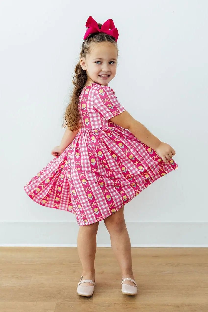 Mila & Rose ® I Love You Tulip Much S/S Pocket Twirl Dress - 