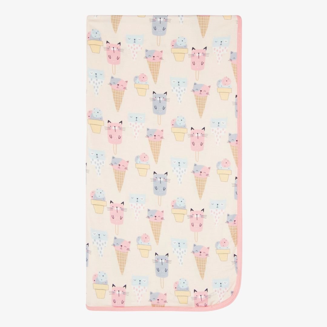 Bamboo Spandex Swaddle Blanket, Ice Cream Paw-ty Pink