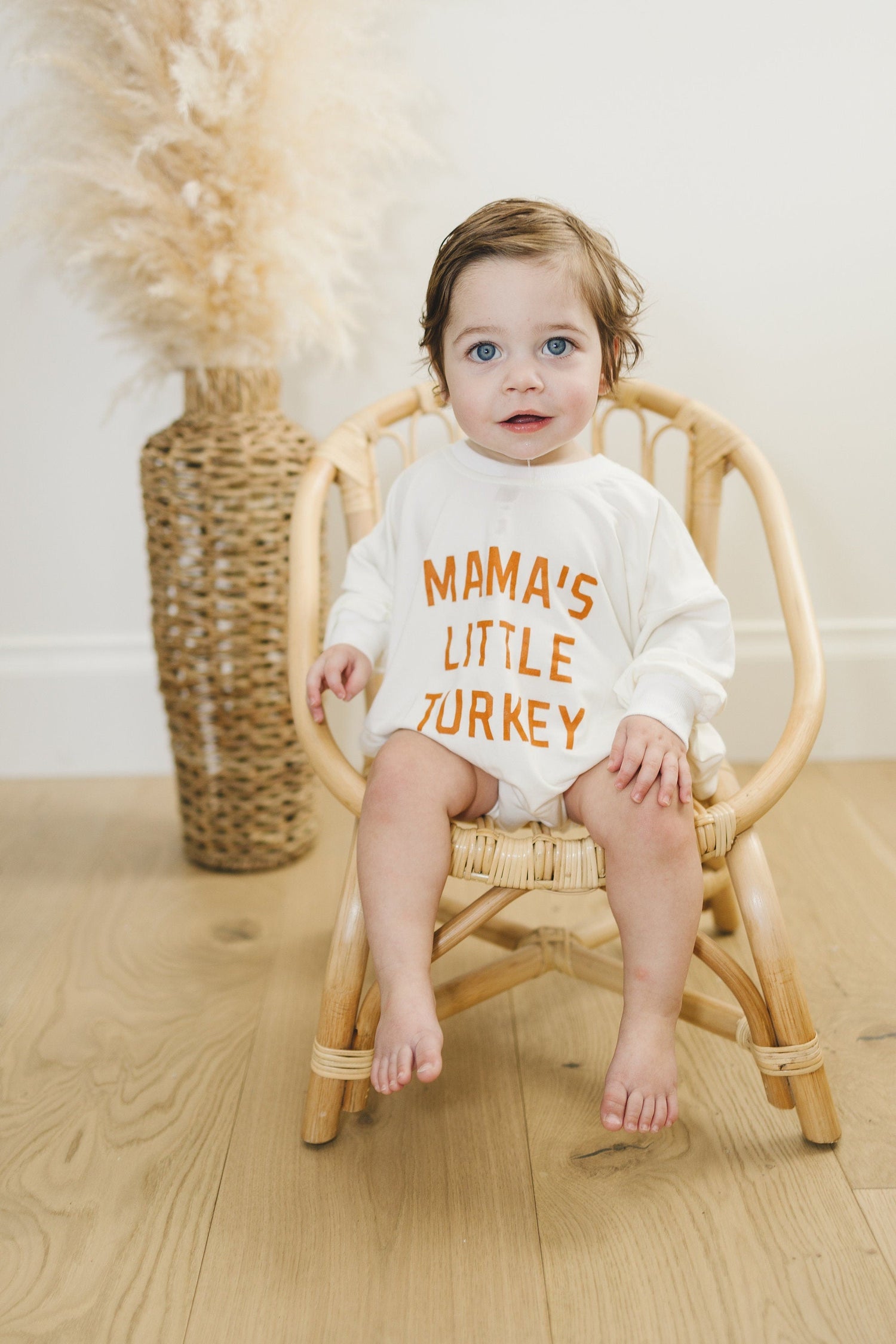 Mama's Little Turkey Bamboo Sweatshirt Romper - more colors