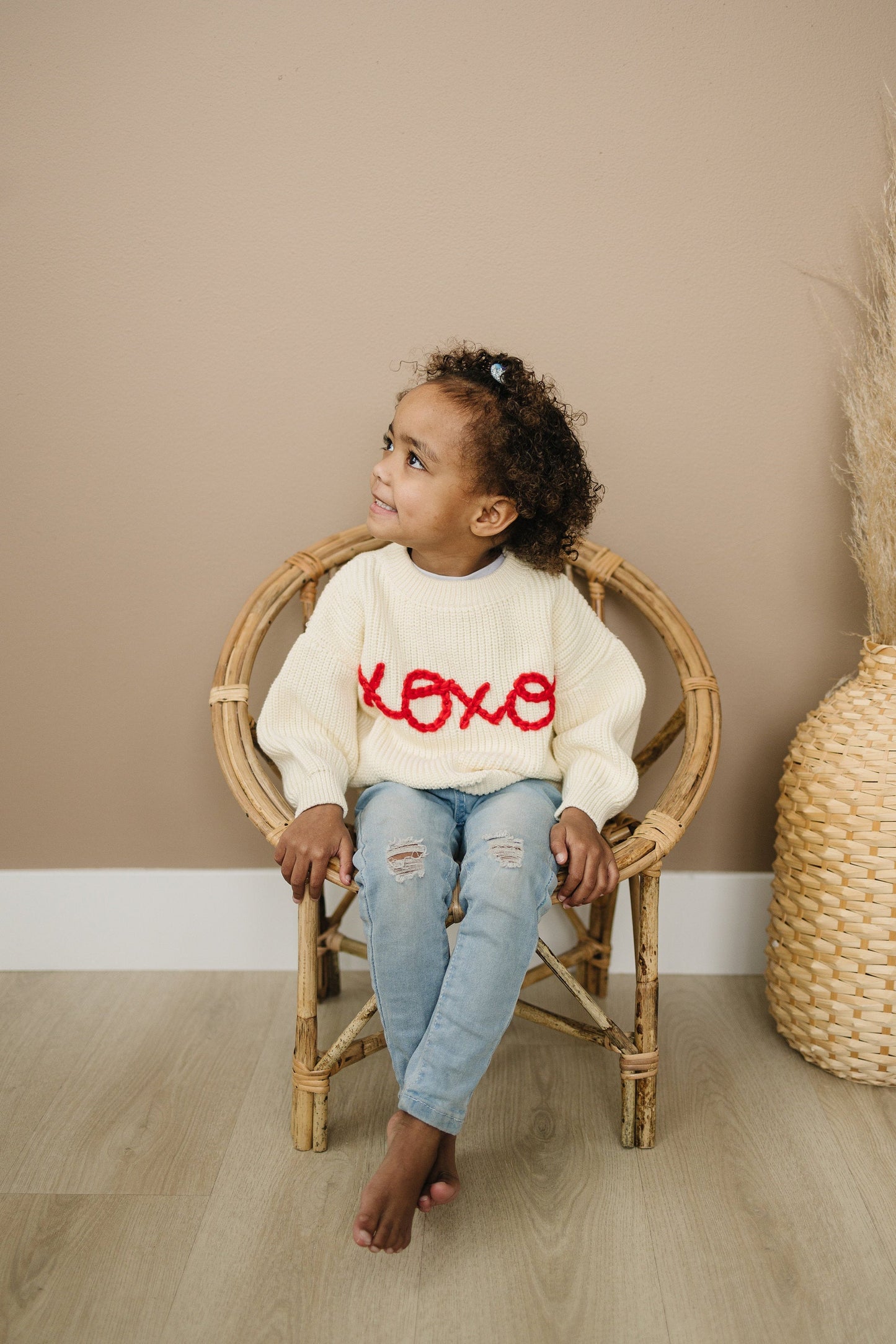 XOXO Hand Embroidered Kids Sweater Cozy Cotton Blend Little Joy Co. Everetts Place: Online Boutique