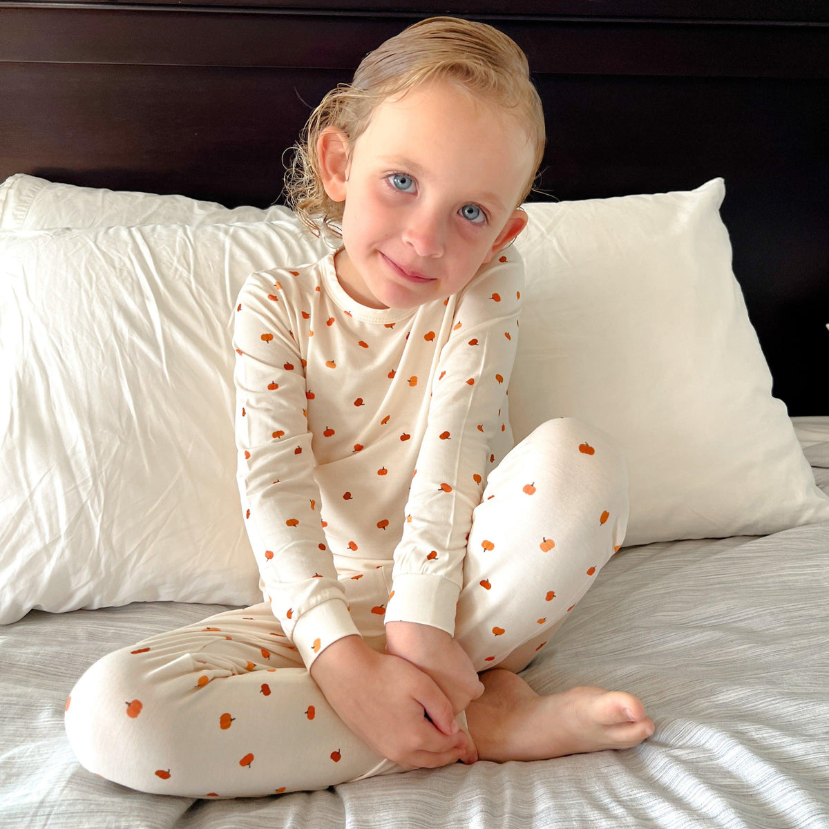 Organic Little Pumpkin 2pc Bamboo Pajamas - Toddler and Kids Fall PJs by Little Joy Co. at Everetts Place