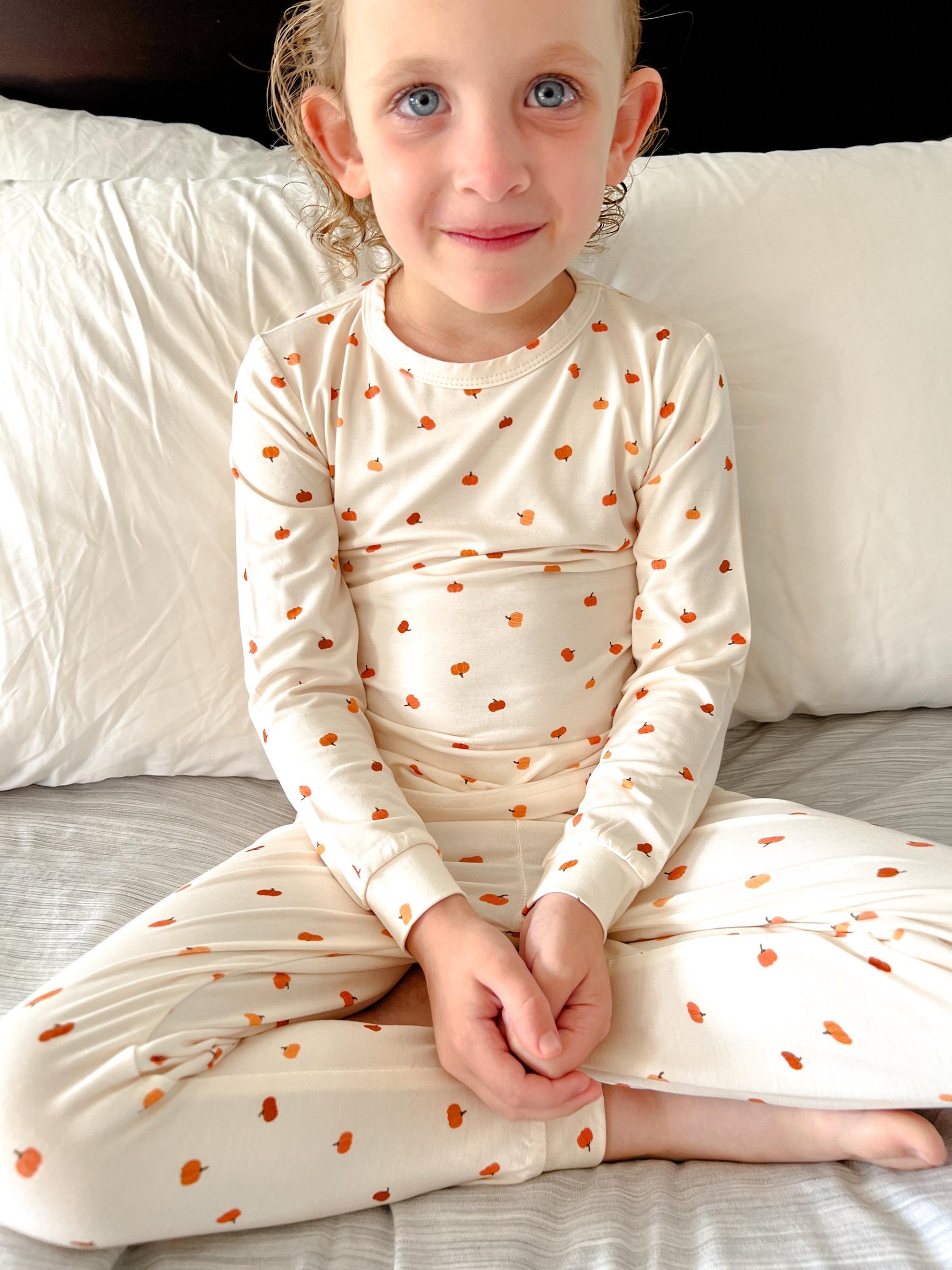 Organic Little Pumpkin 2pc Bamboo Pajamas - Toddler and Kids Fall PJs by Little Joy Co. at Everetts Place