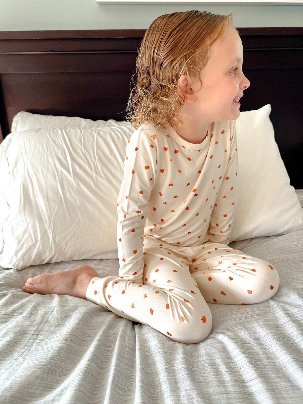 Organic Little Pumpkin 2pc Bamboo Pajamas - Toddler and Kids Fall PJs by Little Joy Co. at Everetts Place