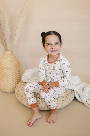 Forest Friends 2pc Bamboo Pajamas - Fall Woodland PJ Set for Toddlers and Kids