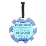 Three Little Tots I'm A Preemie Boy No Touching Baby Car Seat Sign Tag - 