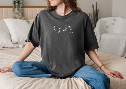 Adult Dancing Skeletons Comfort Colors Tee Halloween Little Joy Co. Everetts Place: Online Boutique