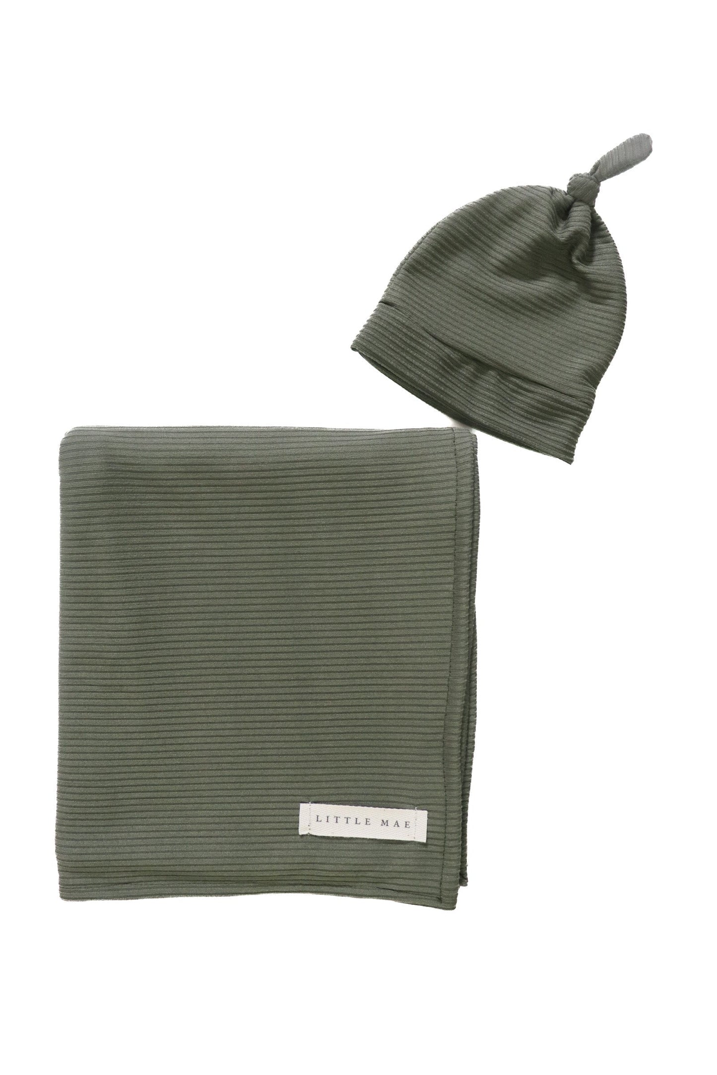 Moss Ribbed Stretch Swaddle Baby Blanket Little Mae And Co Little Mae & Co Everetts Place: Online Boutique