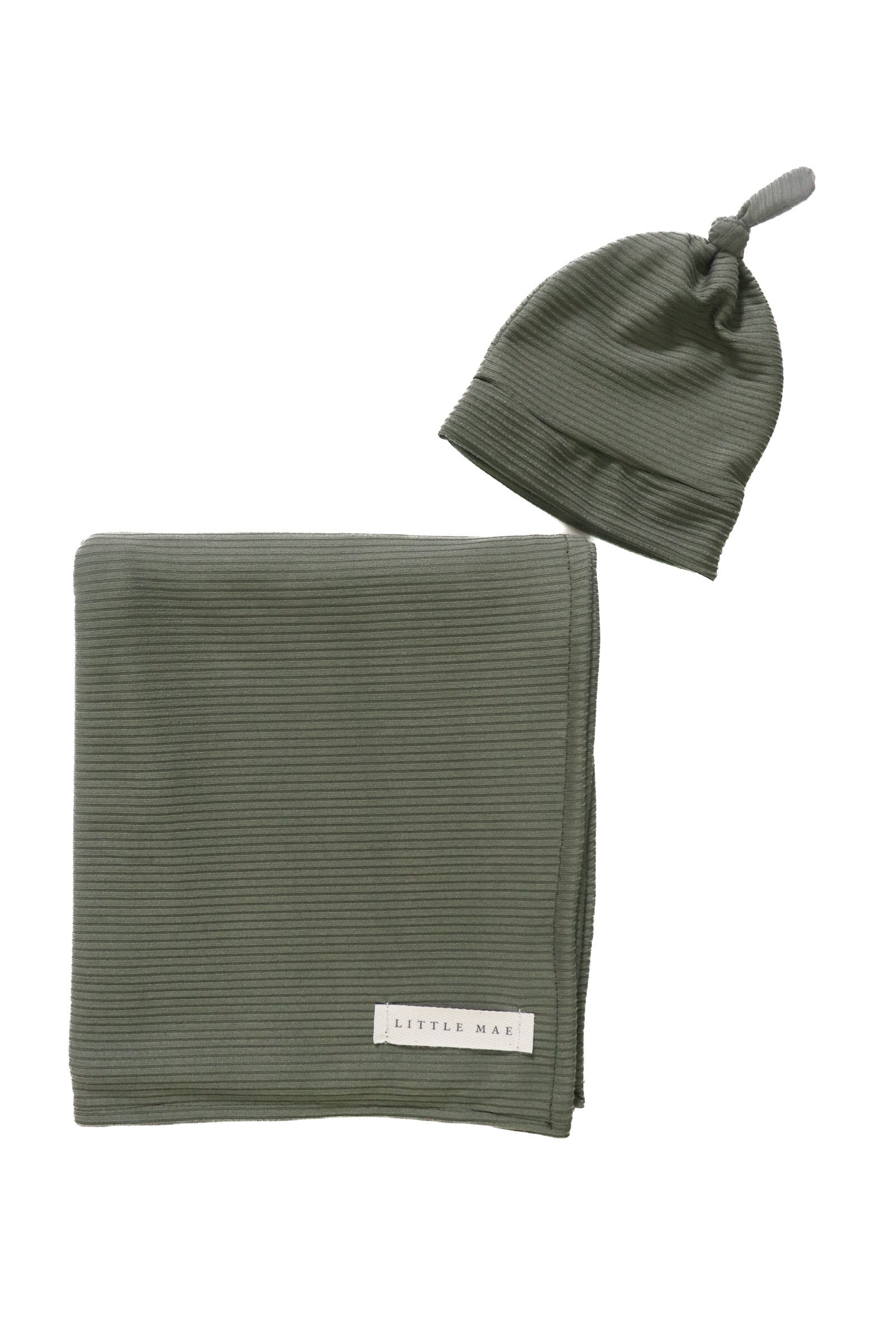 Moss Ribbed Stretch Swaddle Baby Blanket Little Mae And Co Little Mae & Co Everetts Place: Online Boutique