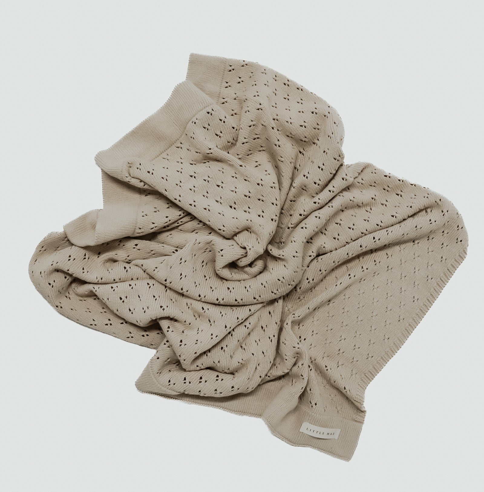 Toffee Pointelle Knit Baby Blanket By Little Mae Co Little Mae & Co Everetts Place: Online Boutique