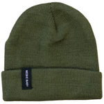 Green baby beanie with a folded cuff