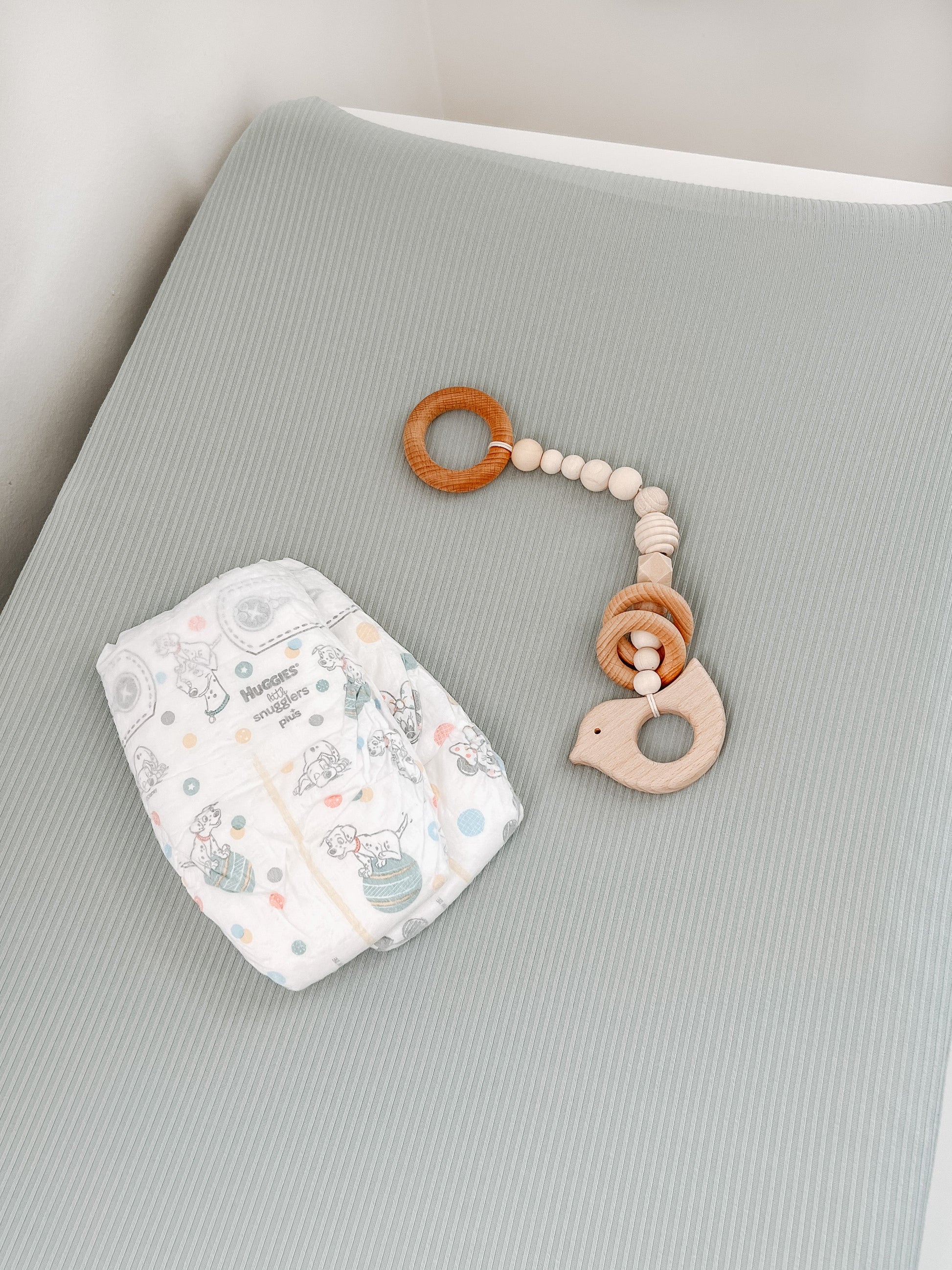 Seafoam Ribbed Changing Pad Cover by Little Mae and Co Little Mae & Co Everetts Place: Online Boutique