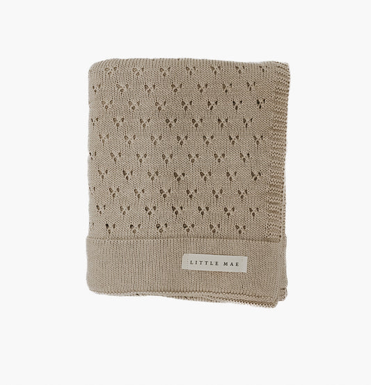 Toffee Pointelle Knit Baby Blanket By Little Mae Co Little Mae & Co Everetts Place: Online Boutique