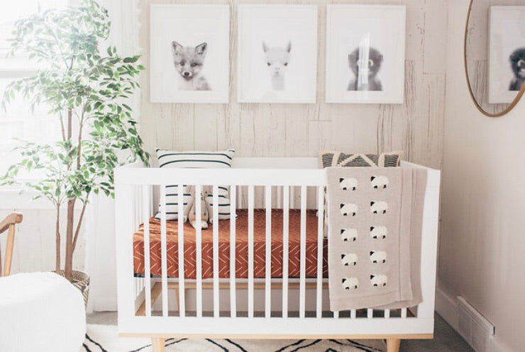 Rust Mudcloth Muslin Crib Sheet by Mebie Baby