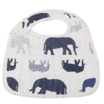 Newcastle Classics In The Wild Cotton Muslin Snap Bibs with Elephant Designs for Babies - 