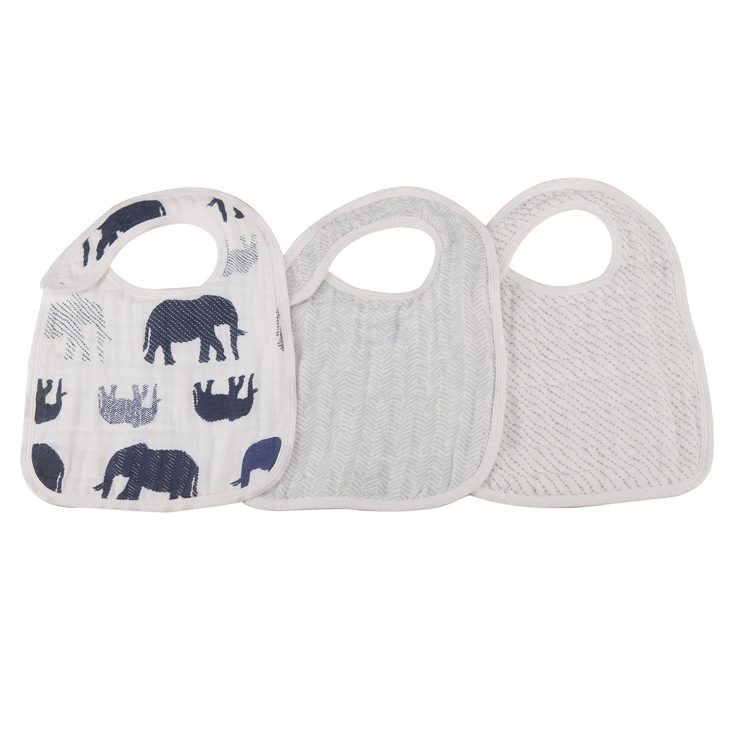 In The Wild Elephant Cotton Muslin Snap Bibs 3 Pack Newcastle Classics