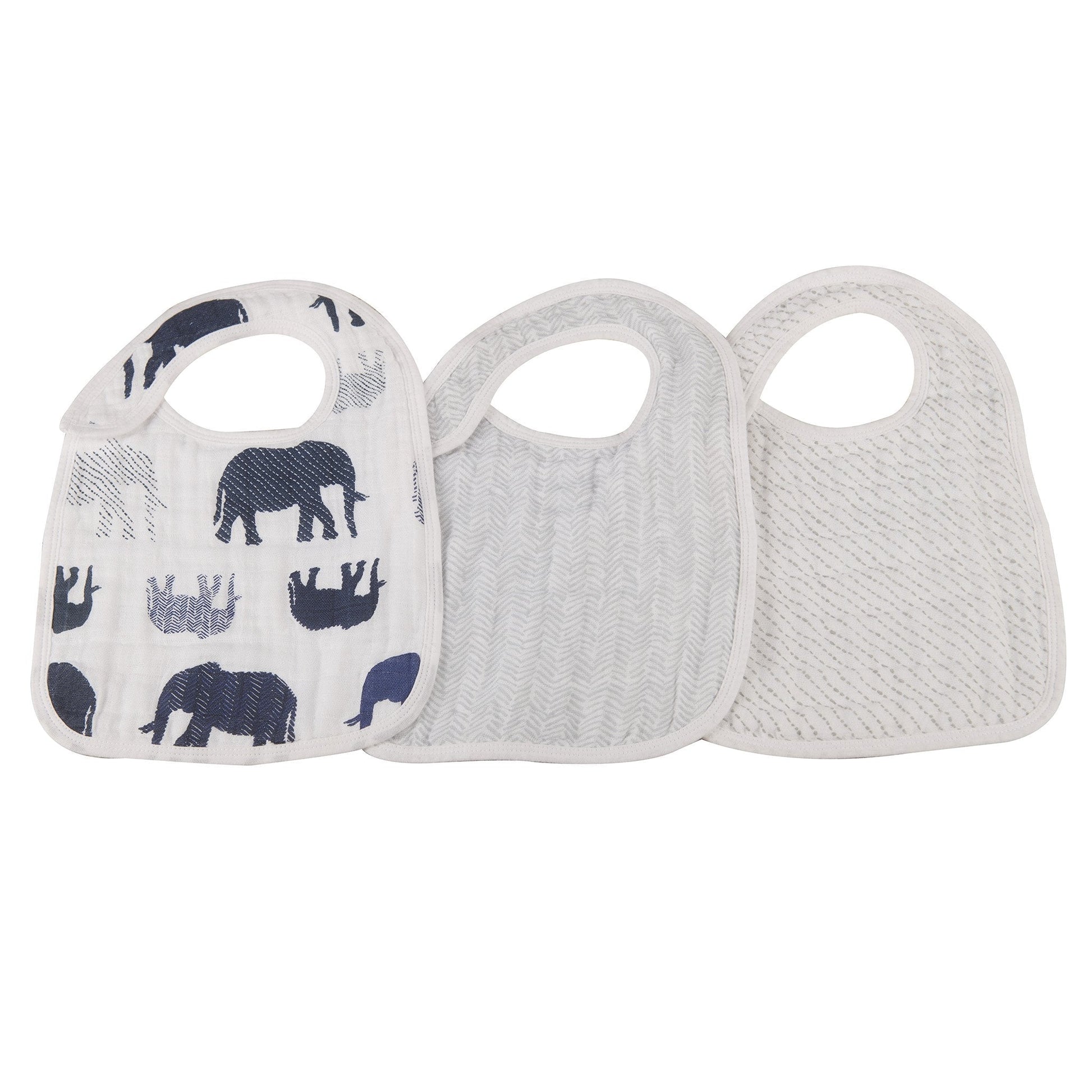 In The Wild Elephant Cotton Muslin Snap Bibs 3 Pack Newcastle Classics