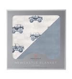 Newcastle Classics Indigo Monster Trucks and Blue Fog Cotton Newcastle Blanket - 