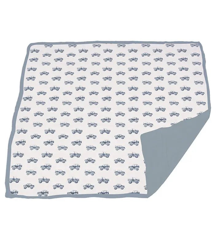 Newcastle Classics Indigo Monster Trucks and Blue Fog Cotton Newcastle Blanket - 