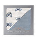 Indigo Monster Trucks and Blue Fog Cotton Newcastle Blanket - Linens, Classic car, Kit car, Picture frame | Everetts Place