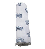 Newcastle Classics Indigo Monster Trucks Cotton Swaddle Blanket for Comfortable Babies - 