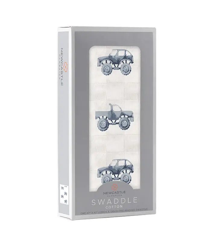 Newcastle Classics Indigo Monster Trucks Cotton Swaddle - 