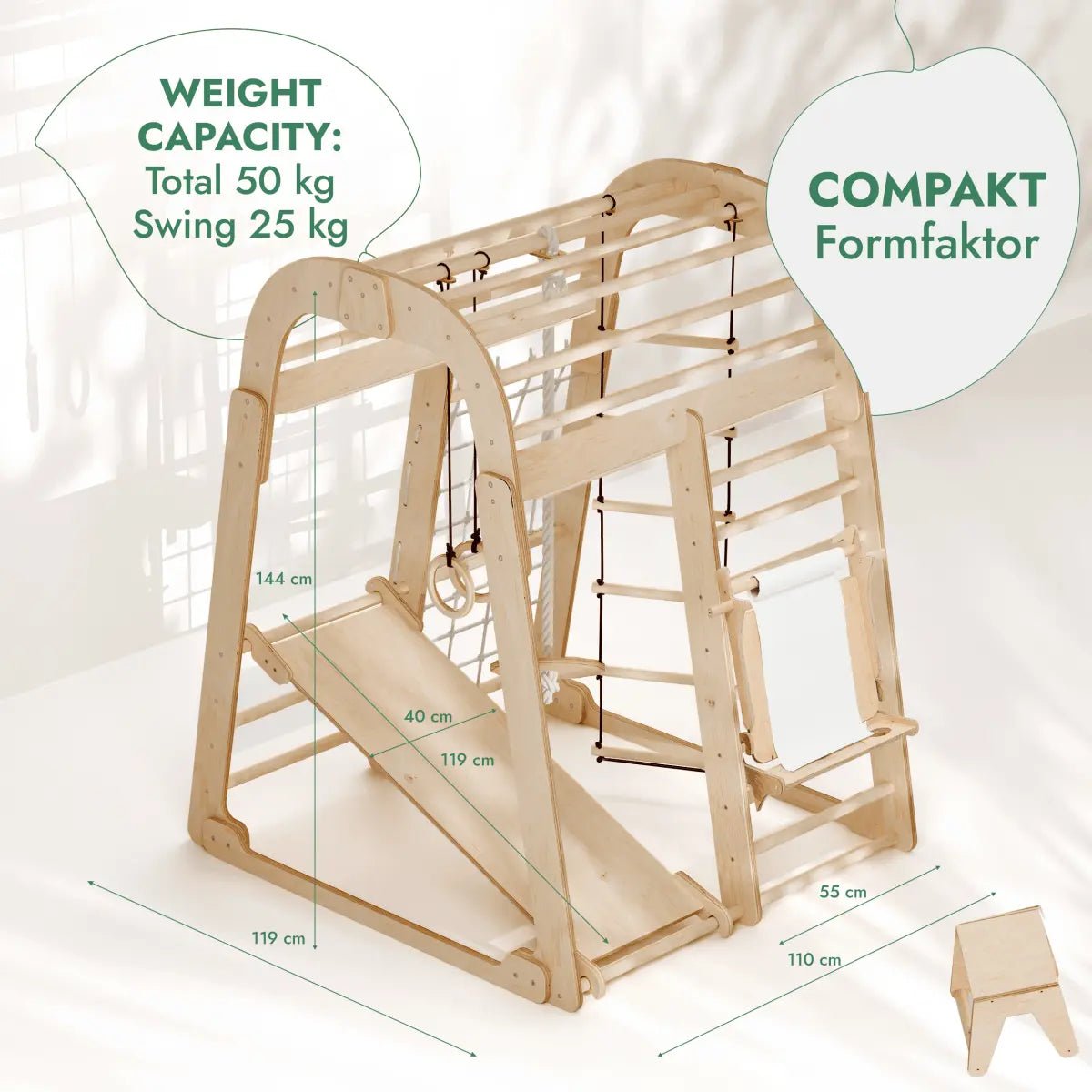 Goodevas Indoor Playground for Children 7 in 1 Playground Swings Set Slide Board Art Set - Everetts Place Boutique - 