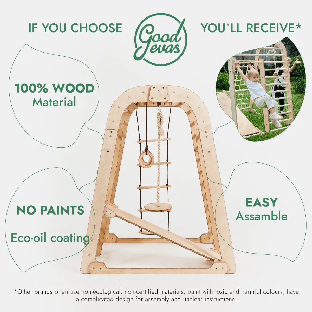 Goodevas Indoor Playground for Children 7 in 1 Playground Swings Set Slide Board Art Set - Everetts Place Boutique - 