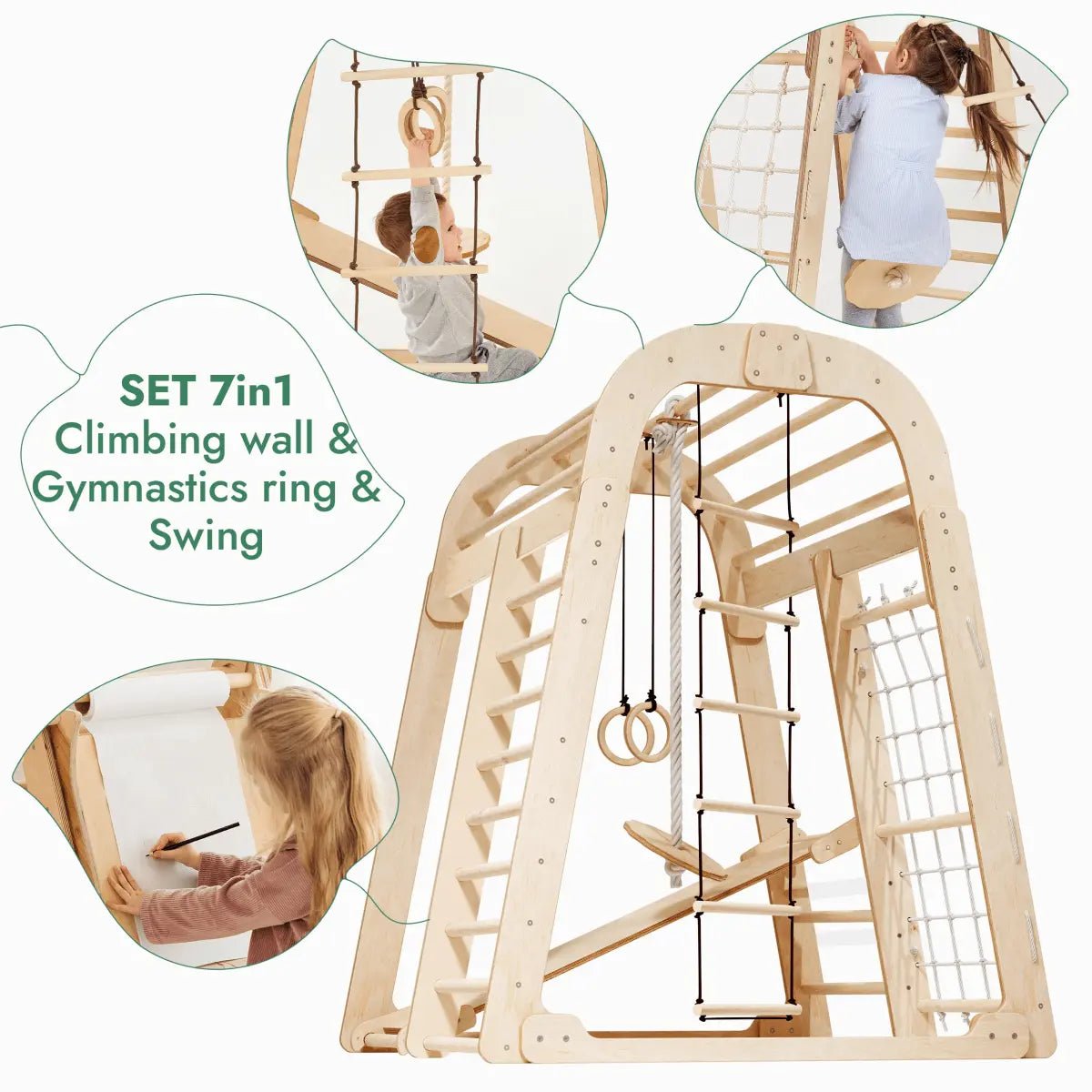 Goodevas Indoor Playground for Children 7 in 1 Playground Swings Set Slide Board Art Set - Everetts Place Boutique - 