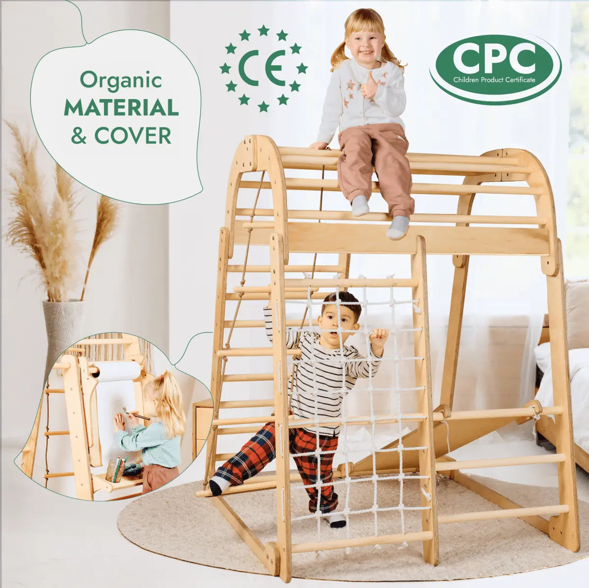 Goodevas Indoor Playground for Children - 7in1 Playground + Swings Set + Slide Board + Art Set - 
