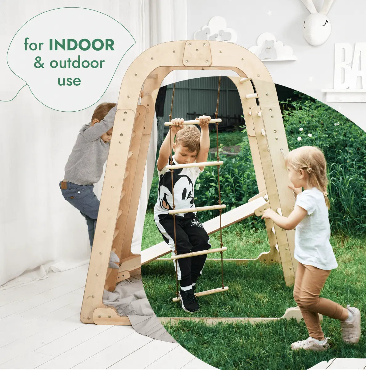 Goodevas Indoor Playground for Children - 7in1 Playground + Swings Set + Slide Board + Art Set - 