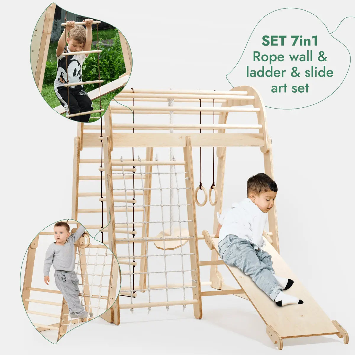 Goodevas Indoor Playground for Children - 7in1 Playground + Swings Set + Slide Board + Art Set - 
