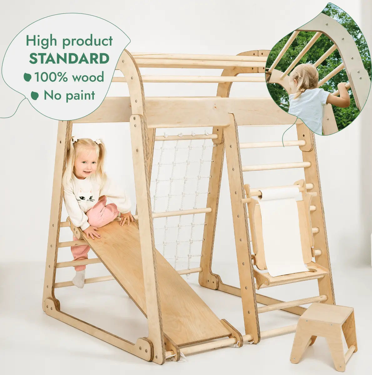 Goodevas Indoor Playground for Children - 7in1 Playground + Swings Set + Slide Board + Art Set - 